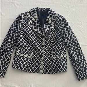 Talbots Black and White Geometric Blazer